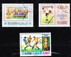 lot 3 timbres - UAE - Ras al Khaima - 1970  - Obl.