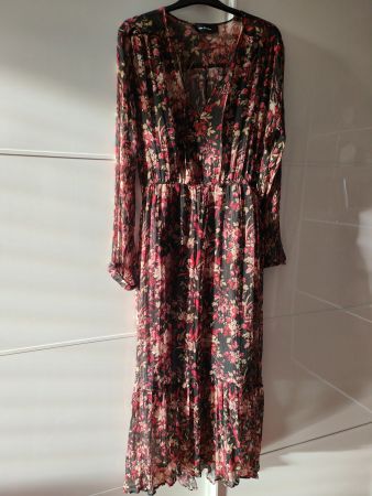 Seiden-Midikleid mit Blumen (Kooples) M