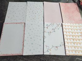 8 Stk Bastelpapier 170g 14x21cm Weihnachten Rosa Lichter