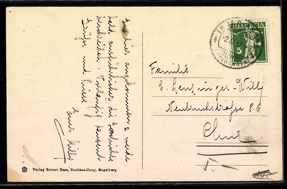 Cartoline postali: Engelberg, Ortsansicht mit Bergpanorama – Usato da Berlin venduto da bartko-reher 1
