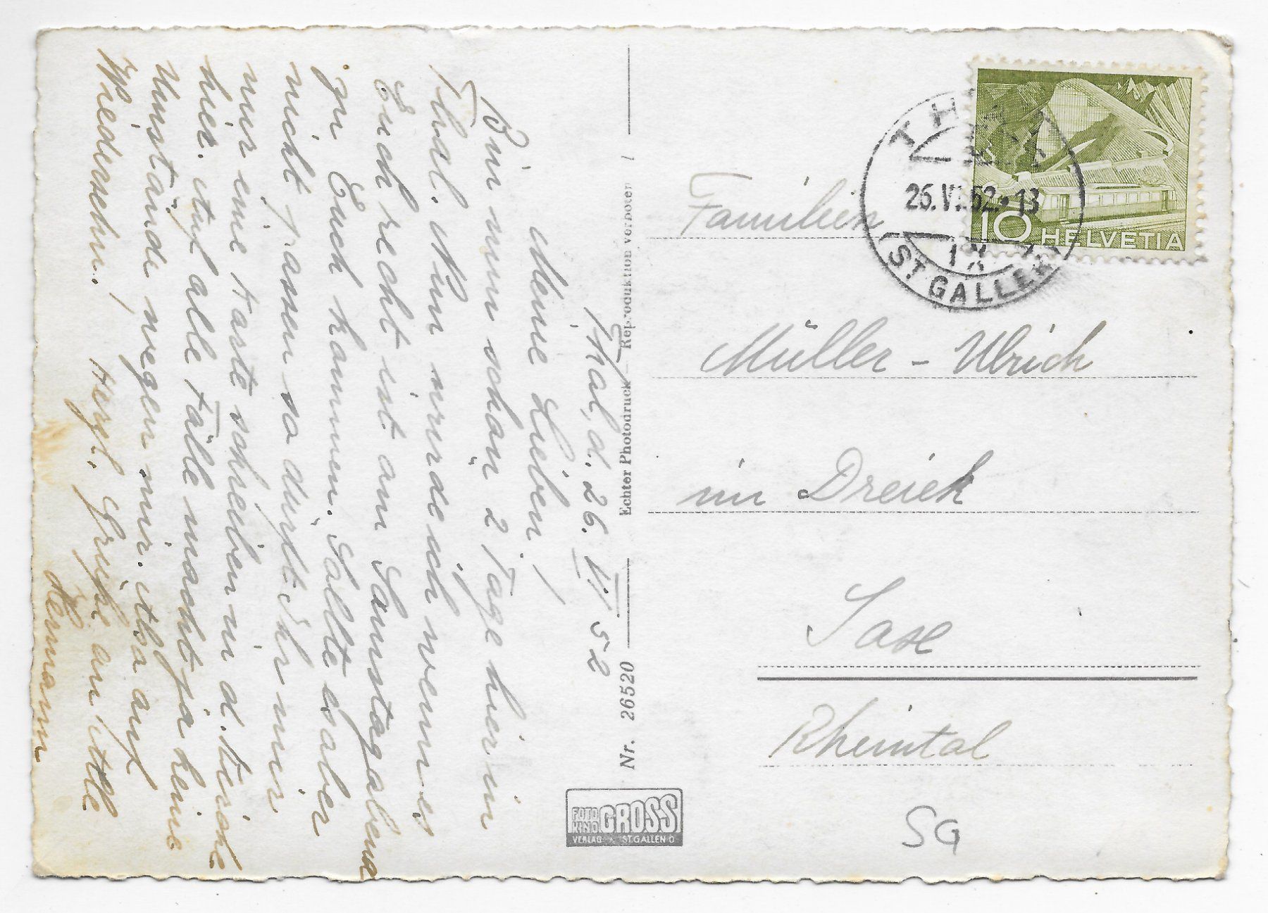 Ansichtskarten: Thal mit Steinernem Tisch & Bodensee um 1952 – Gebraucht aus Hefenhofen von Richsalz 1