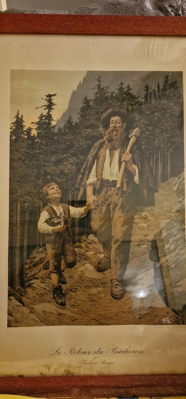 Dipinti: Reproduction Tableau "Le Retour du bûcheron Frédéric Rouge" – Usato da Genève venduto da Petit-Ange 2