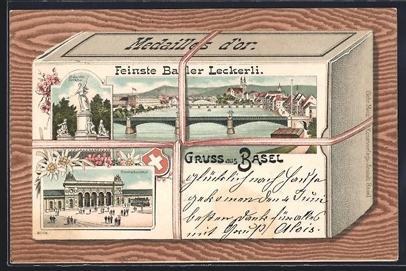 Ansichtskarten: Litho Basel, Centralbahnhof, St. Jacobs- – Gebraucht aus Berlin von bartko-reher
