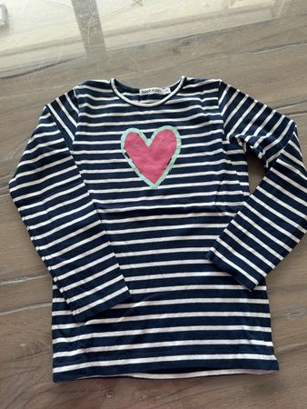 Langarmshirt Zoolaboo gestreift Herz Gr. 110 blau weiss💙🤍