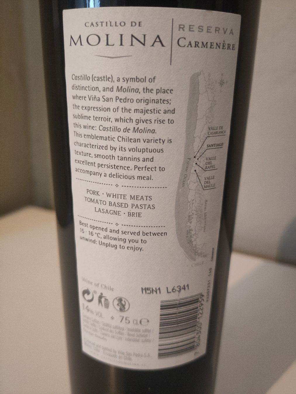 Vino: 6 FL. Castillo de Molina "Carmenère" 2015 – Nuovo (secondo la descrizione) da Basel venduto da Morgenmuffel 3