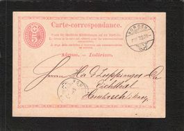 Carte-correspondance , 2 Kreisstempel Horgen 8.Vll.1873