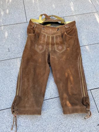Almsach Lederhose / Kniebundhose Echtleder mit Hosenträgern