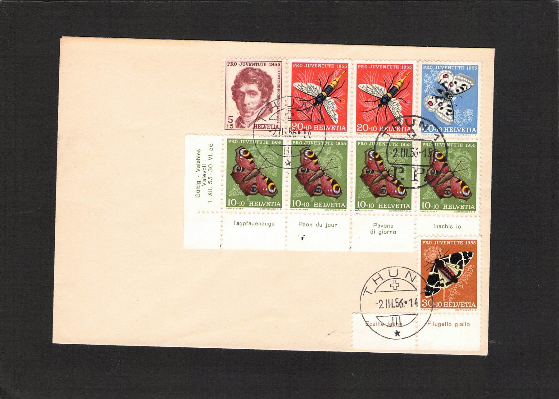 Tutti i francobolli: Pro Juventute Satzbrief 1955 , 2.lll.1956 – Usato da Reichenburg venduto da Pipo-67