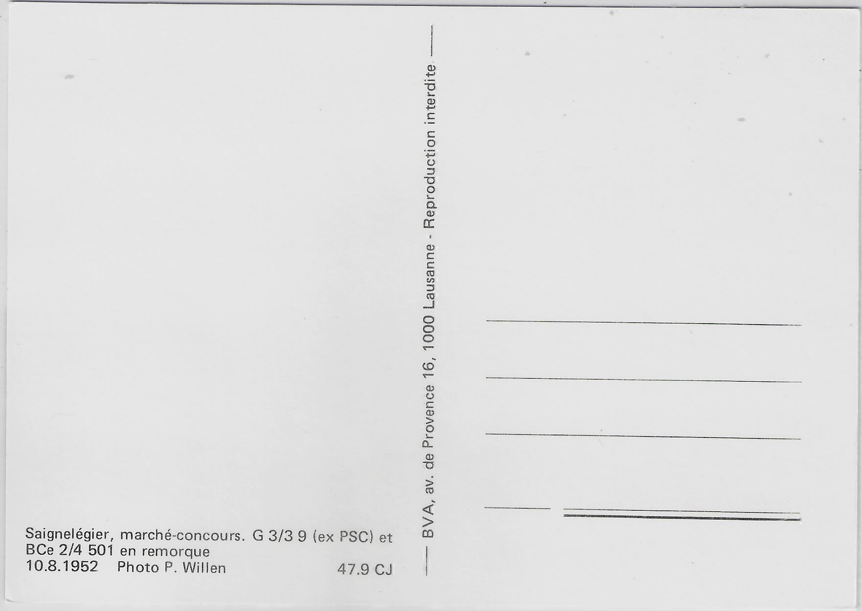 Cartoline postali: Saignelegier, marche-concours G 3/3 9, – Usato da Ettingen venduto da Kartenplanet 1