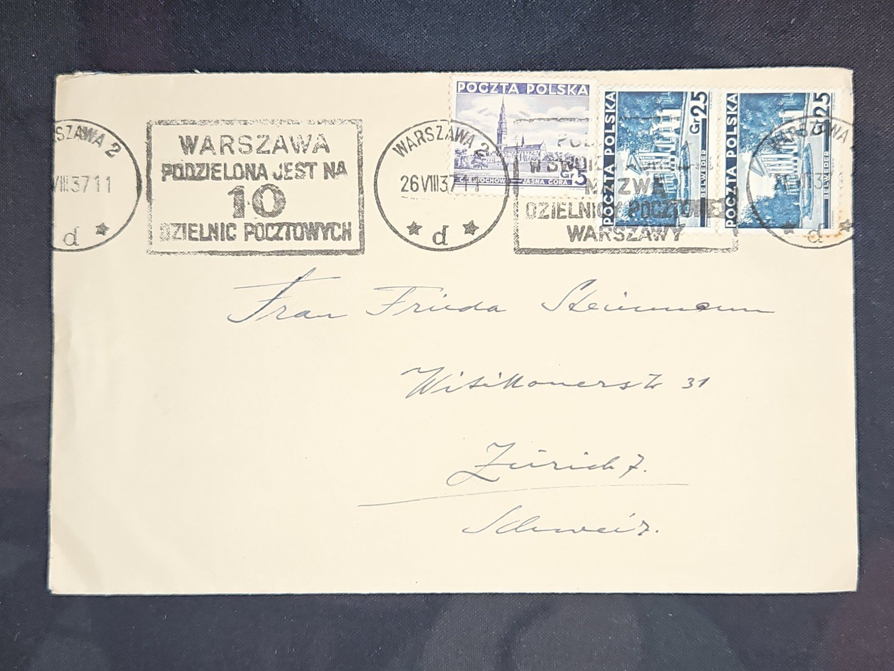Alle Briefmarken: CL25 Enveloppe + Timbre Pologne 1937 – Gebraucht aus Cousset von Patrick_Collections