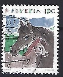 Alle Briefmarken: 1990/93 - Tiere / Pferd – Gebraucht aus Schaffhausen von poststamp