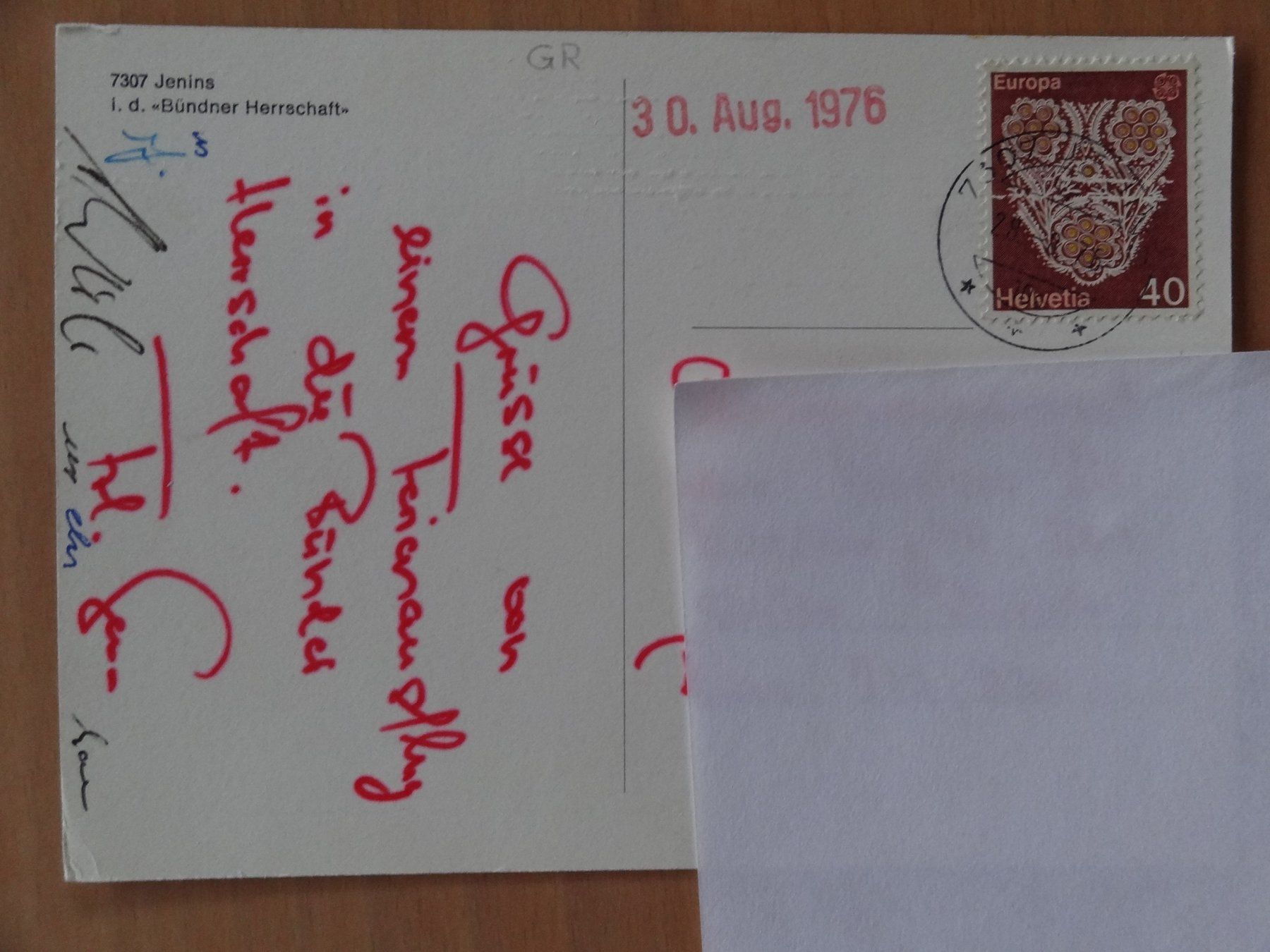 Cartoline postali: Jenins - Grisons - 1976 – Usato da St Léonard venduto da Riglin 1