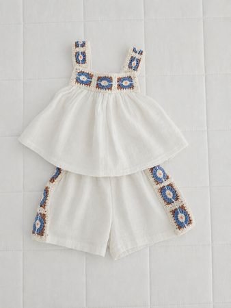 Baby Set White Crochet Detail Size 3 months New