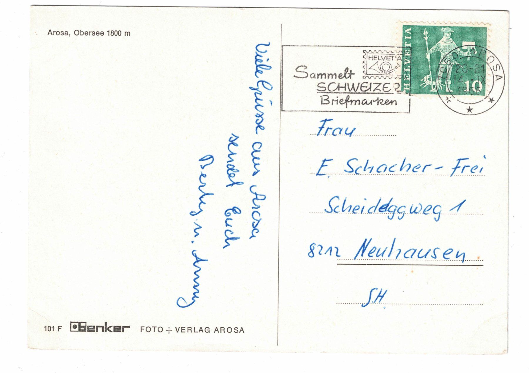 Cartoline postali: Ansichtskarte Arosa Obersee – Usato da Küsnacht ZH venduto da scholli58 1