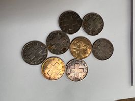 Lot de 8 pièces de 2 centimes Helvetia