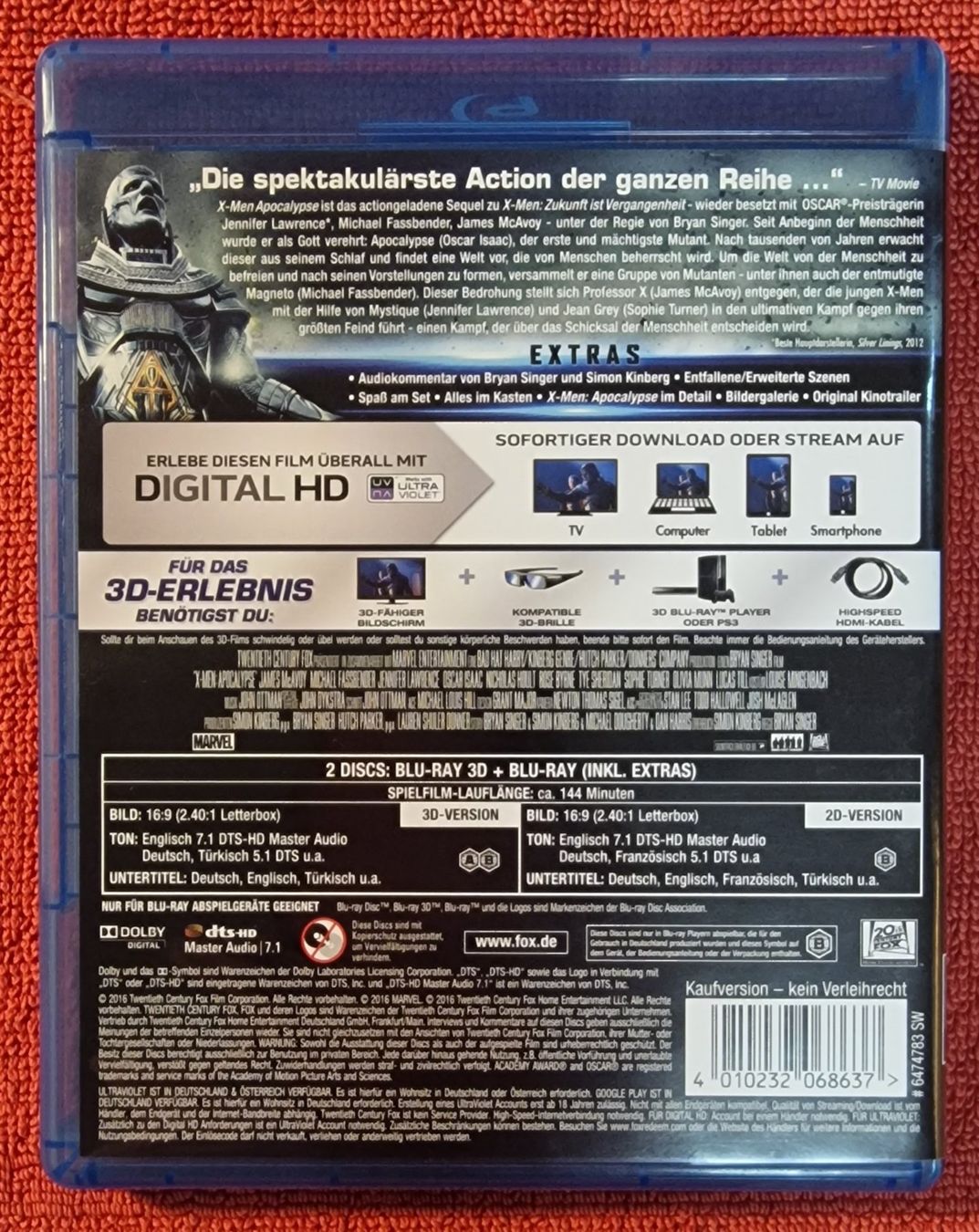 Tous les DVDs: X-Men Apocalypse BluRay 3D & normal – D'occasion à Basel par phi_8xhm 1