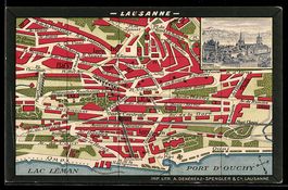 Litho Lausanne, Plan de la ville, Lac L
