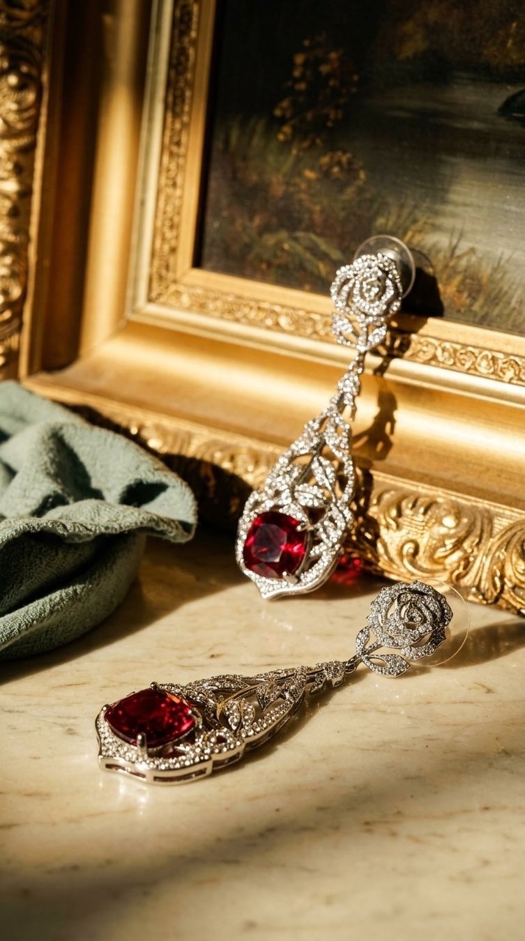 Ohrringe & -stecker: Boucles d'oreilles pendantes Rose rouge – Neu und originalverpackt aus St-Maurice von Sandrinette123 4