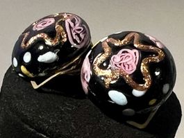 Boucles d'oreilles Clips Murano Vintage Wedding Cake Beads