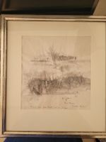 Dessin original P. Gonthier paysage 1979 encadré