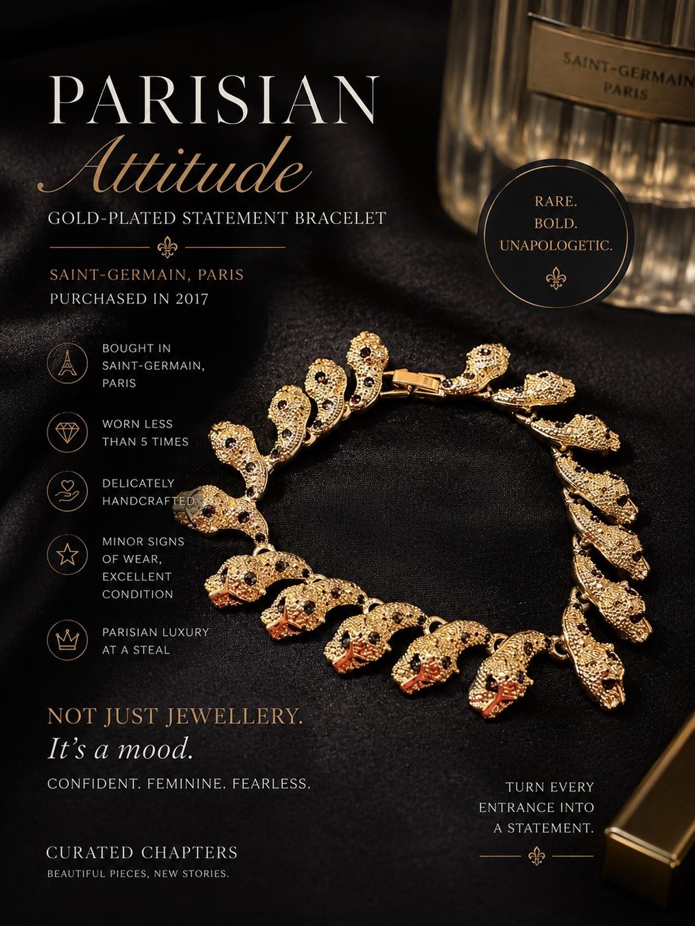Bracciali & Braccialetti: Parisian Gold-Plated Statement Bracelet – Usato da Zürich venduto da Curated.Chapters