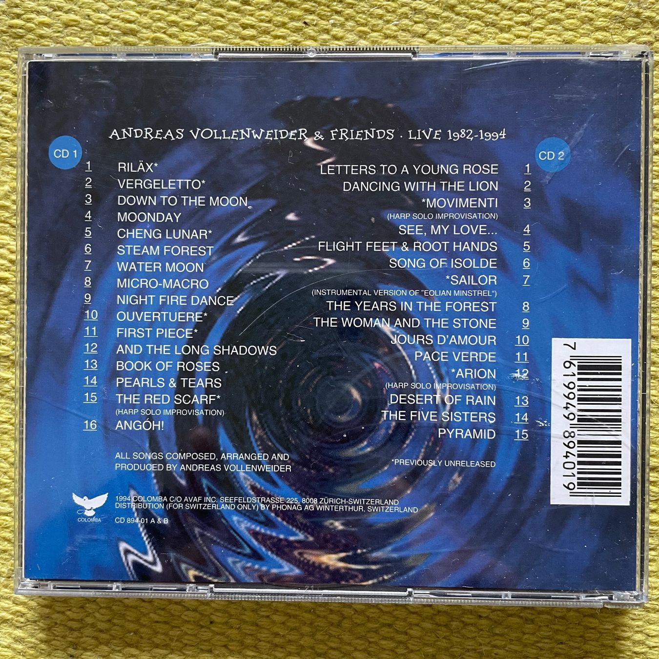 CD: ANDREAS VOLLENWEIDER-2CD LIVE 1982-1994 – Usato da Rorschacherberg venduto da CD-Roli 1