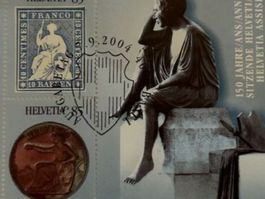 Sonderblock 150 Jahre sitzende HELVETIA "Strubel+Münze" 2004