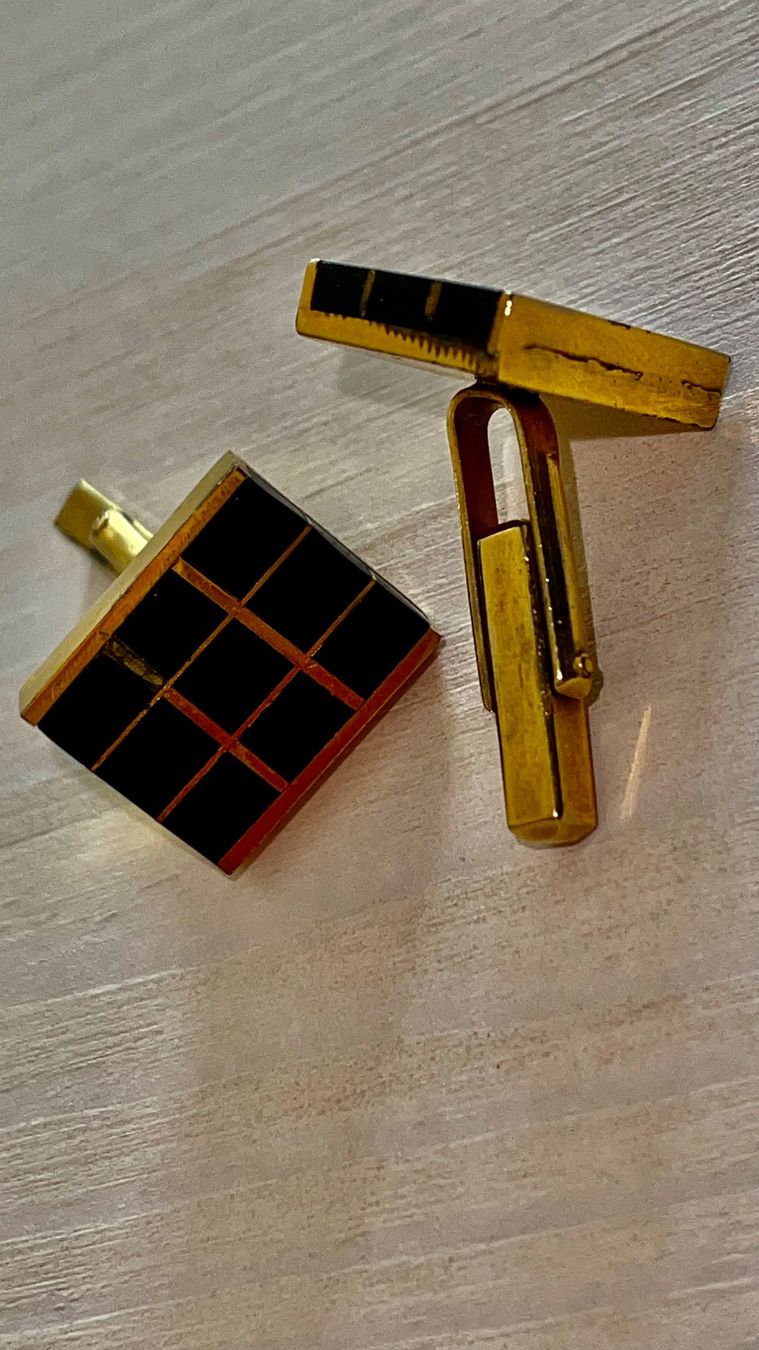 Gemelli: Manschettenknöpfe - goldfarben mit schwarzen Elementen – Usato da Gränichen venduto da RetoLexi