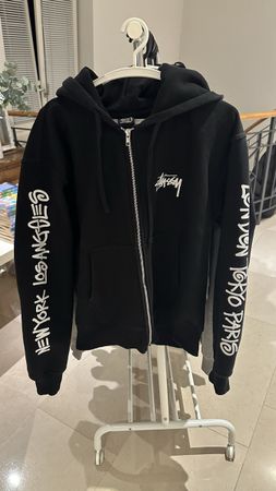 Stüssy Zip-Hoodie schwarz mit Aufdruck Grösse M