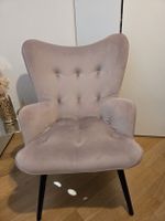 Ohrensessel Samt rosa Beine schwarz guter Zustand 