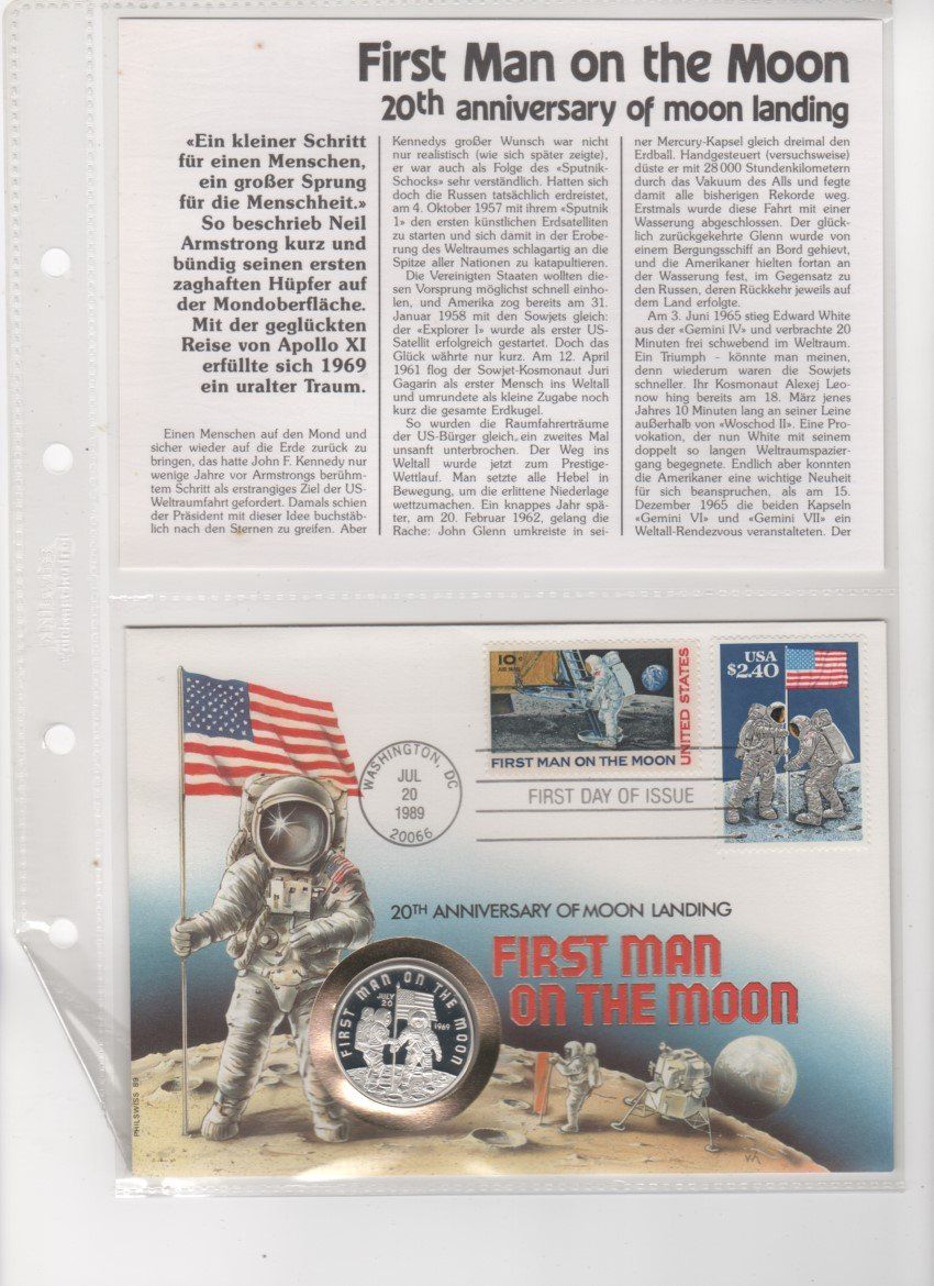 Toutes les monnaies: Numis Brief, First Man on the Moon 1969 – D'occasion à Muri AG par rogana