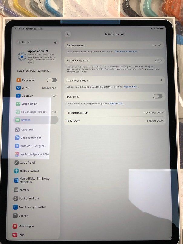 Apple Tablet PC: IPAD AIR 13" M3 256GB 5G WIFI+CELLULAR LADEZYKLEN "7"!!!!!! – Gebraucht aus Zürich von Handymarkt 2