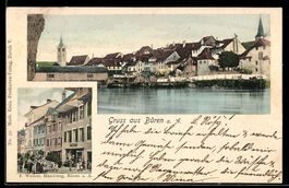AK Büren a. A., Geschäft von F. Weibel in der Außenansicht, 