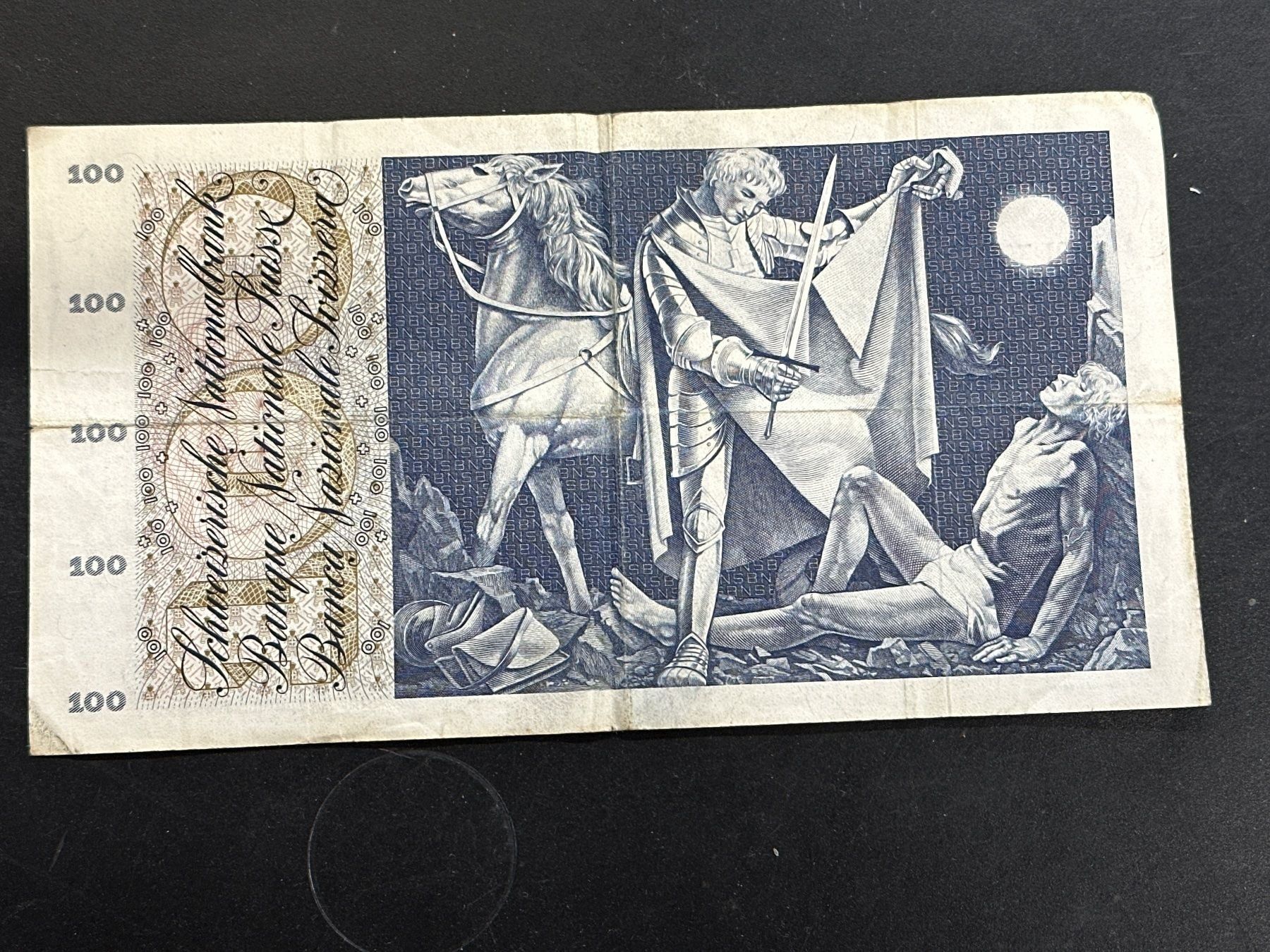 Banknoten: 100 Fr-Note Schweiz 1971 – Gebraucht aus Wängi von Thurgauer98 1