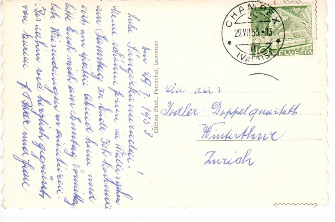 Ansichtskarten: Lac Champex 1953 – Gebraucht aus Wolhusen von Curver9 1
