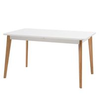 Tisch von Livique weiss mit Holzbeinen