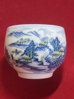 Japanische  Teeschale mit blauem Landschaftsmotiv,Top! (52)