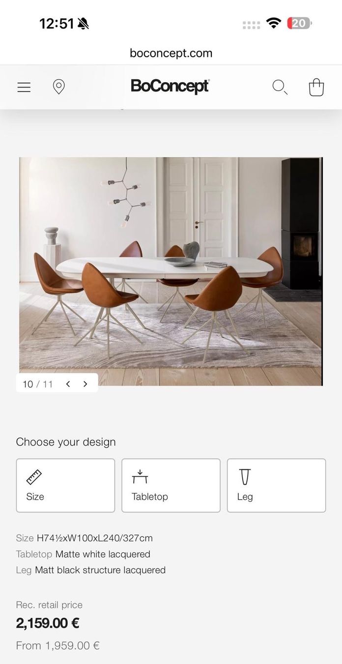 Boconcept Tischset: BoConcept Dining Table with 6 leather chairs – Gebraucht aus Vessy von nat_rfh9 3