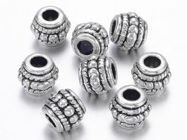 Tibetische Perle antik Silbern 8mm, 10 Stück