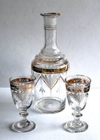 Antikes Likörset Karaffe mit 2 Gläser Art-Nouveau