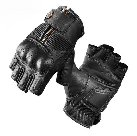 Schwarze Halbfinger Lederhandschuhe XL Mofa- Vespahandschuhe