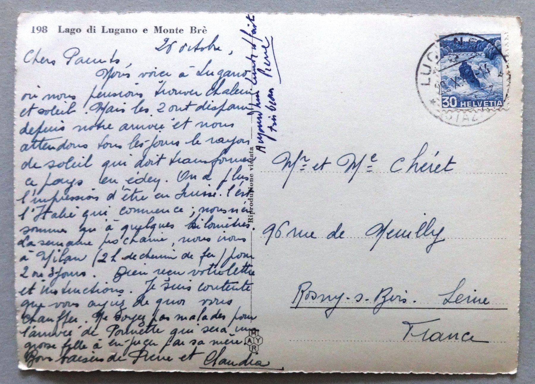 Cartoline postali: Lago di Lugano e Monte Brè – Usato da Fétigny venduto da Billy2miny 1