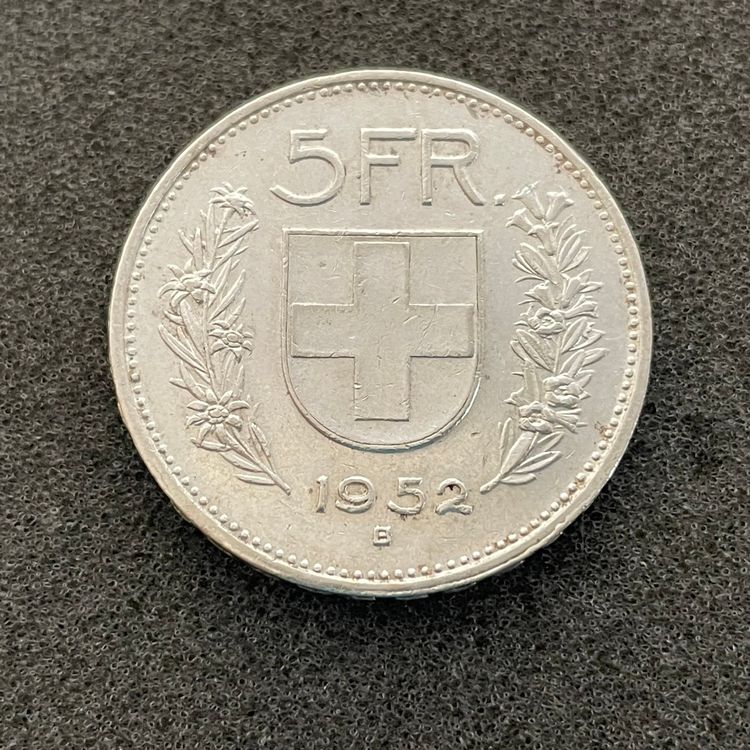 5 Franken Silber 1952 - selten (Gebraucht) in Reitnau für CHF 22 – mit ...