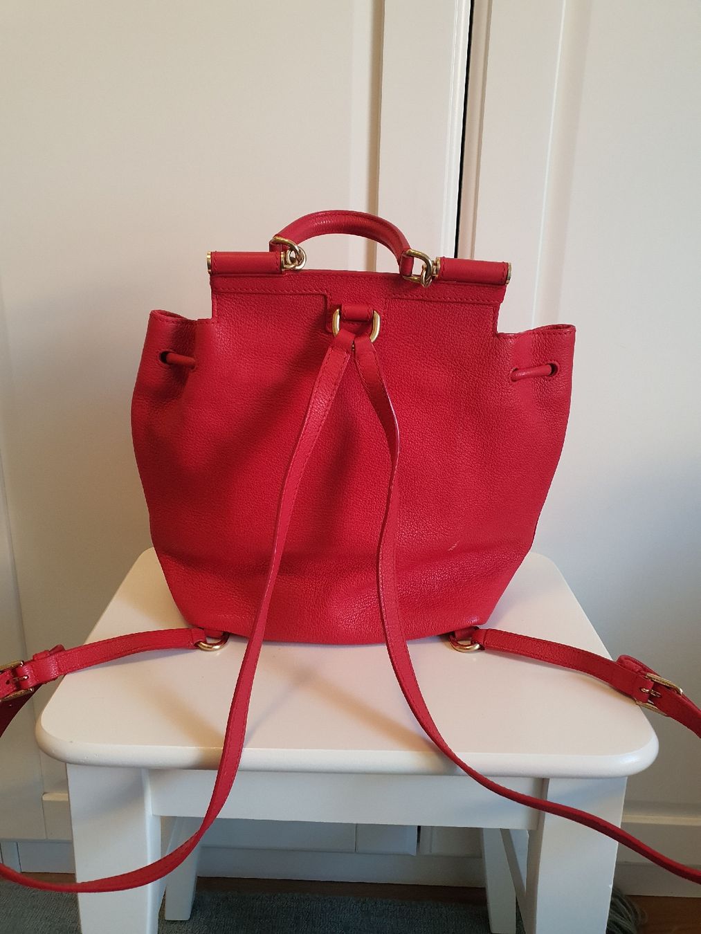 Dolce & Gabbana Zaini: Dolce & Gabbana Backpack Red Leather – Usato da Genève venduto da gvokiii 1