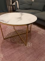 Couchtisch Marmor-Optik / Gold mit Sicherheitsglas