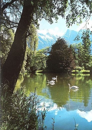 Cartoline postali: 2x BAD RAGAZ Giessensee & Kurpark – Usato da Jona venduto da philajona