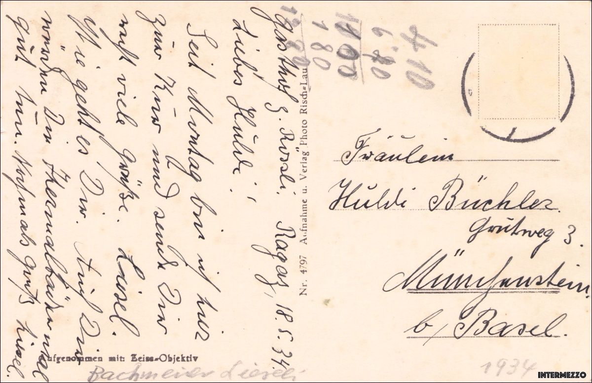 Cartoline postali: Bad Ragaz // Dorf 1934 Rheintal – Usato da Basel venduto da intermezzo12 1