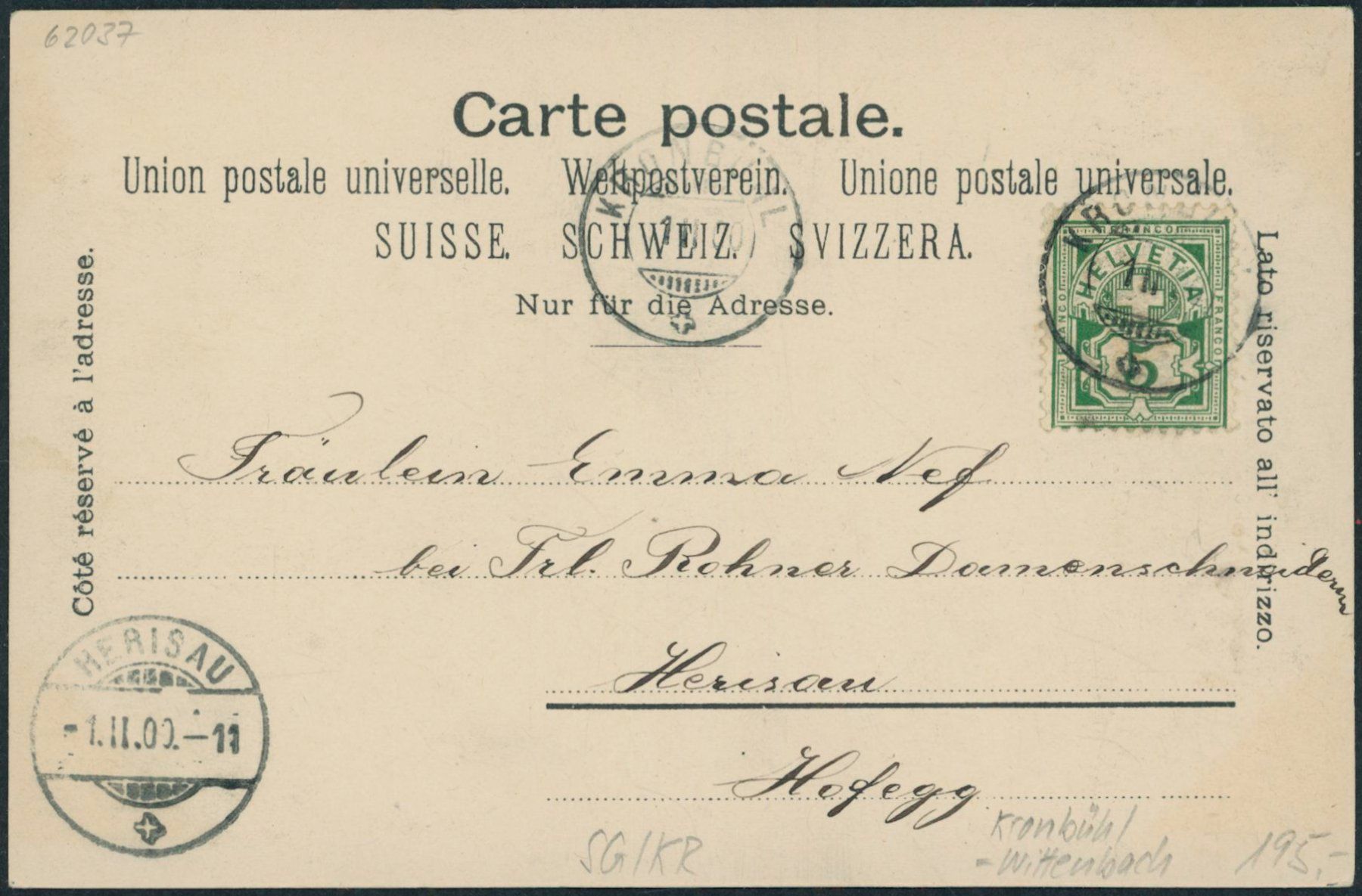 Cartoline postali: SG Kronbühl – Usato da Schindellegi venduto da Jonathan77 1