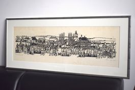 Hans EGGENBERG Festgemeinde Radierung 1974 Münsingen