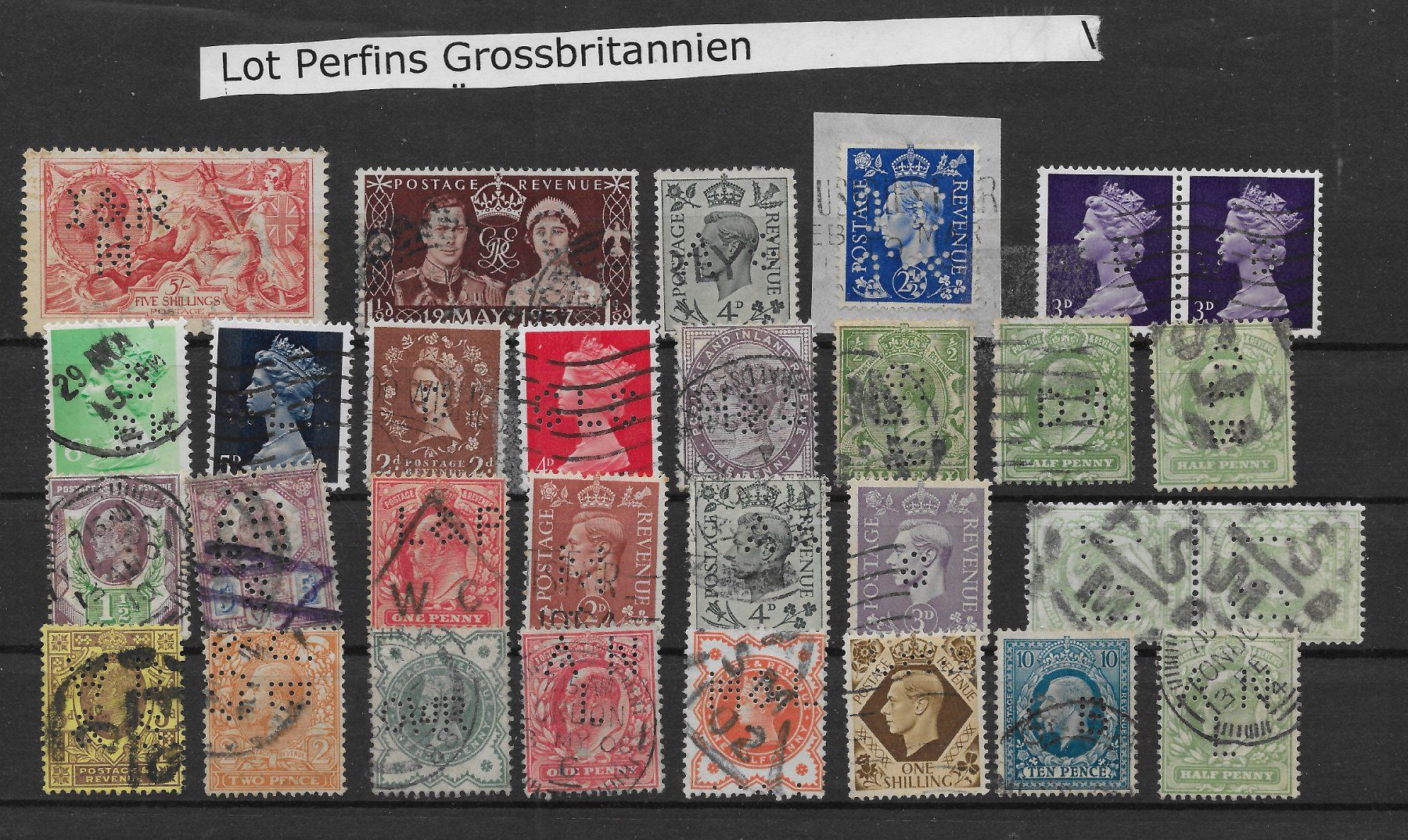 Tutti i francobolli: Lot Perfin Grossbritannien – Usato da Hefenhofen venduto da Richsalz